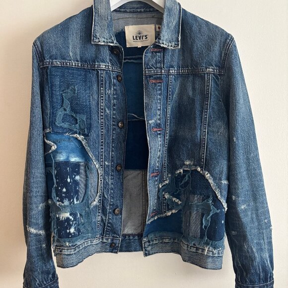Levi's Made & Crafted Boro Patchwork Blue Denim Type IV Trucker Jacket - Medium - Picture 1 of 15